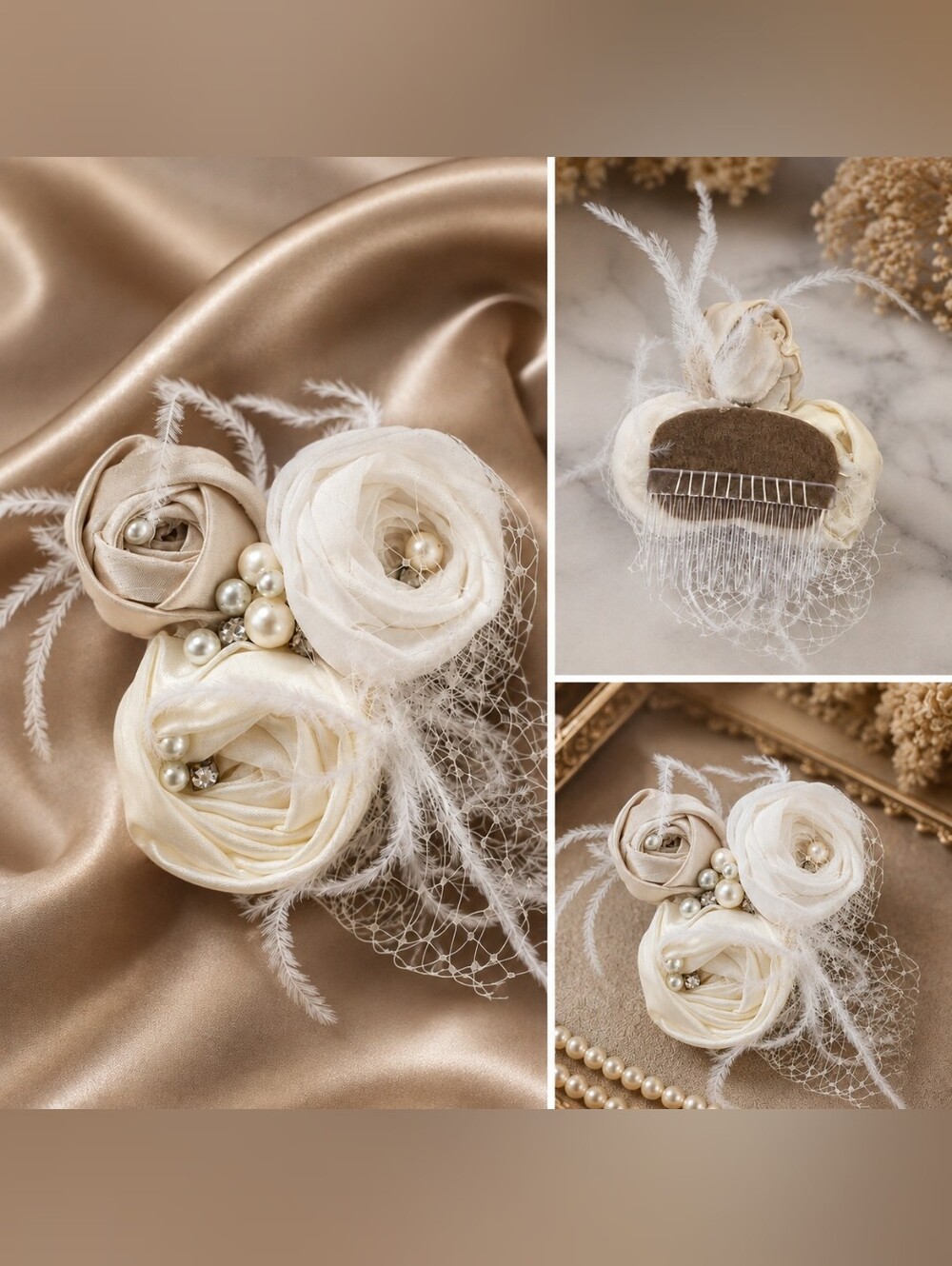 Anthropologie Fascinator Hair Comb with Pearls